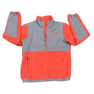 The North Face Girls Denali Fleece Jacket Sz L 14/16 Bright Orange Full Zip